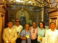 08-09-2012: Los diputados provinciales Abelardo Gálvez y Pablo Escobar, y la diputada nacional Maravillas Falcón, en la romería de Cortes, junto a la alcaldesa de Alcaraz, Lourdes Cano.