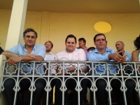 10-09-2012: El presidente del PP de Albacete, Francisco Núñez, recibió al presidente de la Diputación y del PP de Cuenca, Benjamín Prieto, en el abono de la Feria Taurina de Albacete.