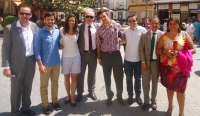 13-08-2014: En las fiestas de Villamalea, miembros de NNGG y diputados provinciales y regionales acompañaron al portavoz, Félix Diego Peñarrubia.