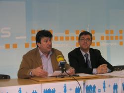 Antonio Serrano y Marcial MarÃ­n, en la sede del PP de Albacete.