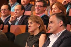 Cospedal, durante la Convención que se celebra en Toledo, junto a González Pons y Marcial Marín.