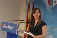 Tania Andicoberry, en la sede del PP de Albacete.