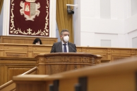 Juan Antonio Moreno, durante su intervención en las Cortes regionales.