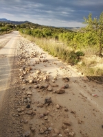 Tramo de carretera afectado por las tormentas del pasado día 2 de junio.