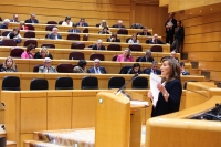 Rosario Rodríguez, senadora del PP por Albacete, durante su intervención en el Senado.