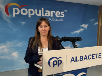 Tania Andicoberry, en la sede del PP de Albacete.