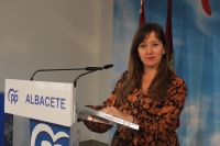 Tania Andicoberry, en la sede provincial del PP de Albacete.